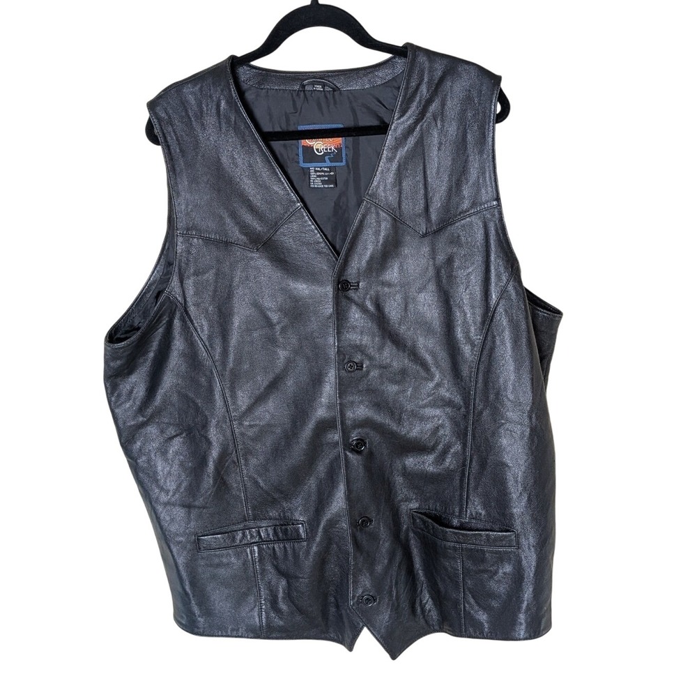Cripple Creek Genuine Leather Vest‎ Black XXL Tall